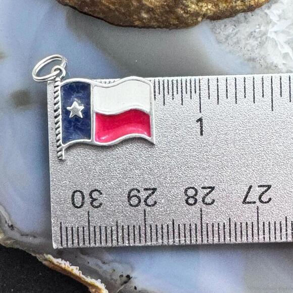 Carolyn Pollack Sterling Silver Lone Star Texas State Flag Unisex Charm Pendant - Picture 9 of 10